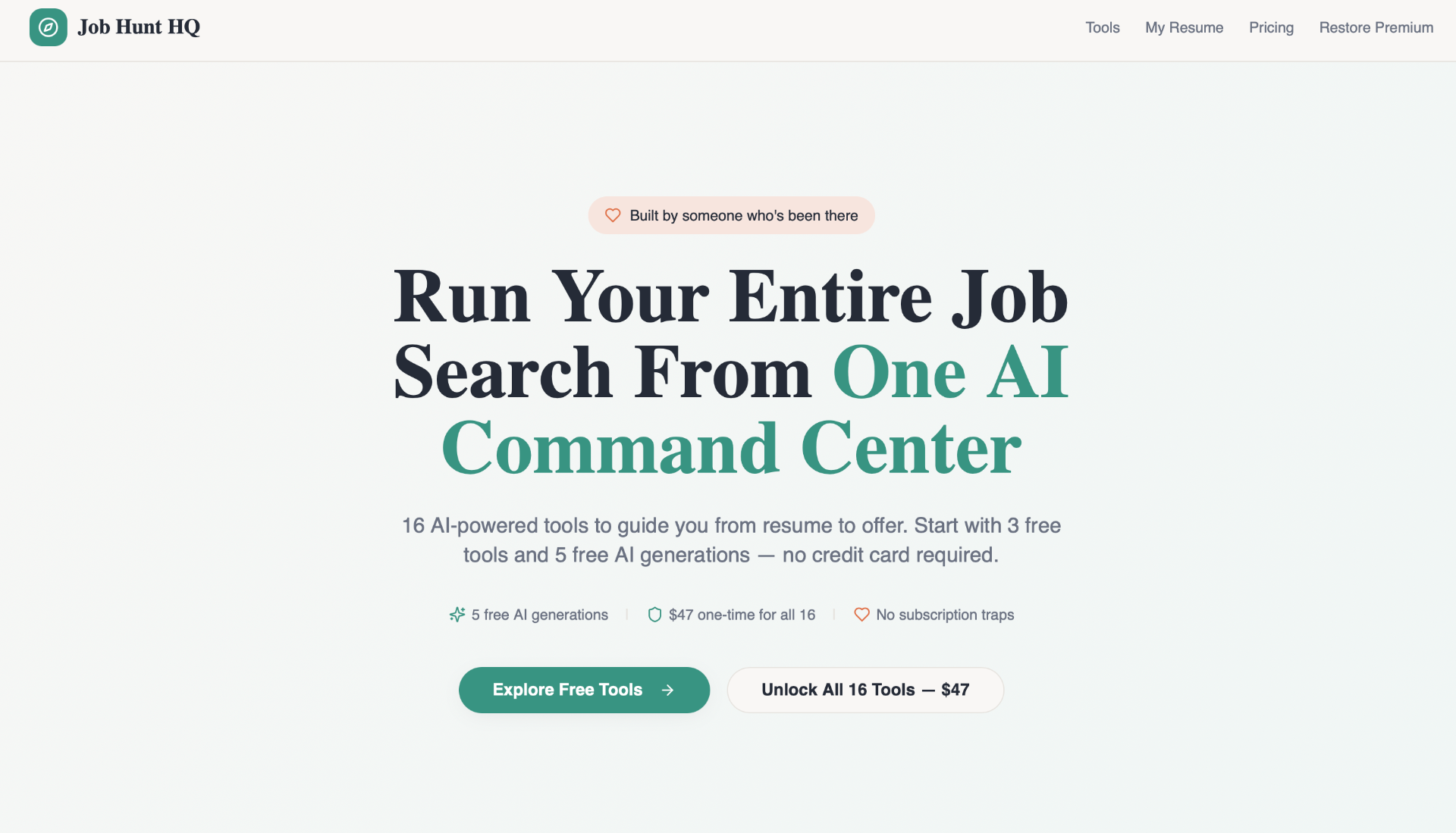 Job Hunt Command interface screenshot